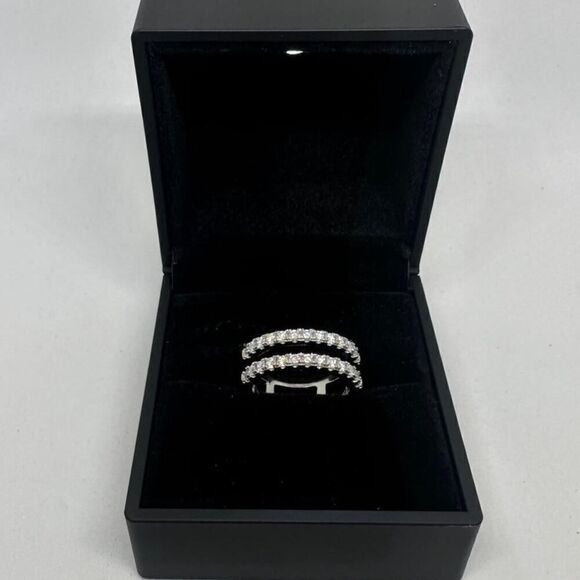 Moissanite Diamond Wedding Ring Enhancer GRA Double Row Band Brilliant Size 8 - Picture 9 of 12